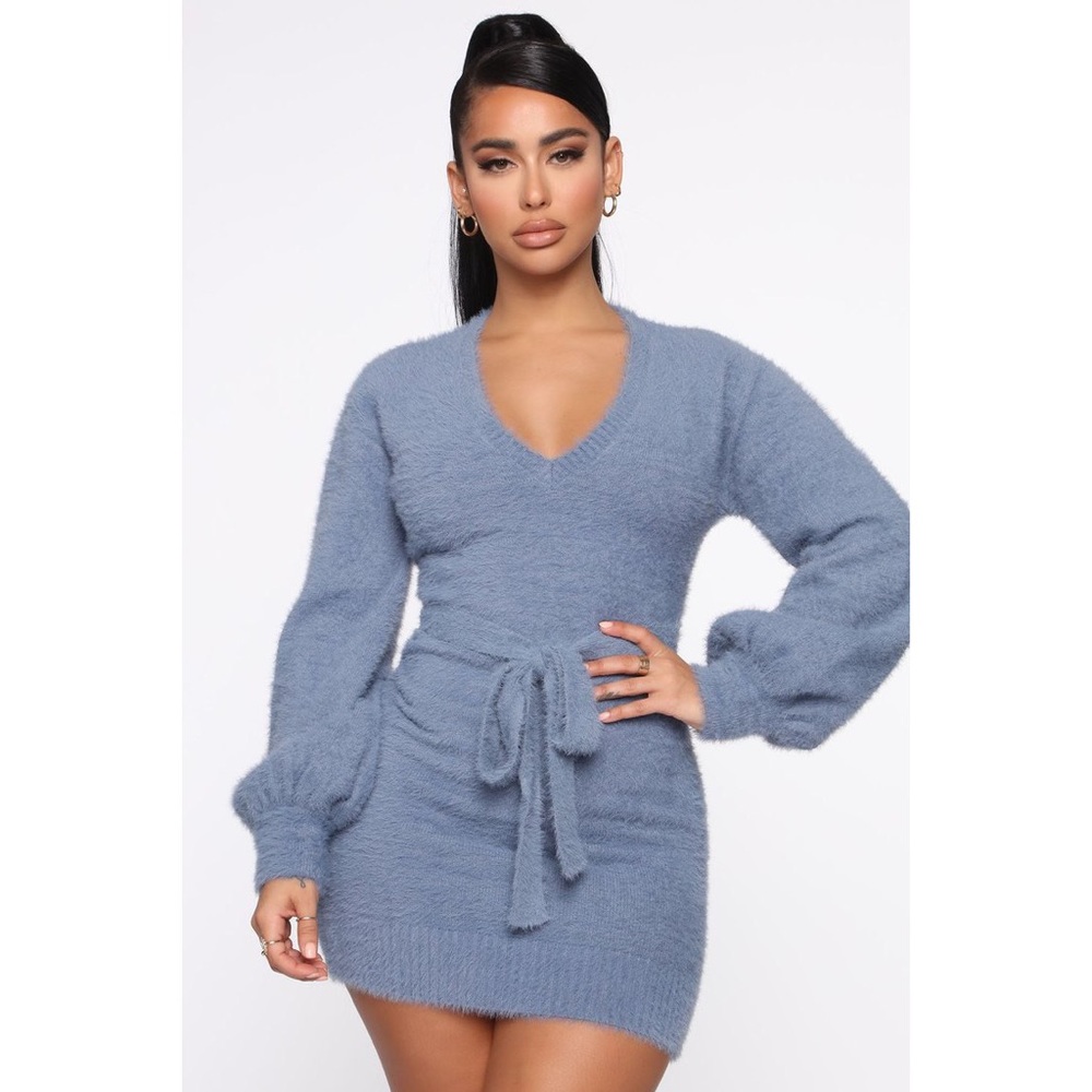 Fuzzy Sweater Mini Dress